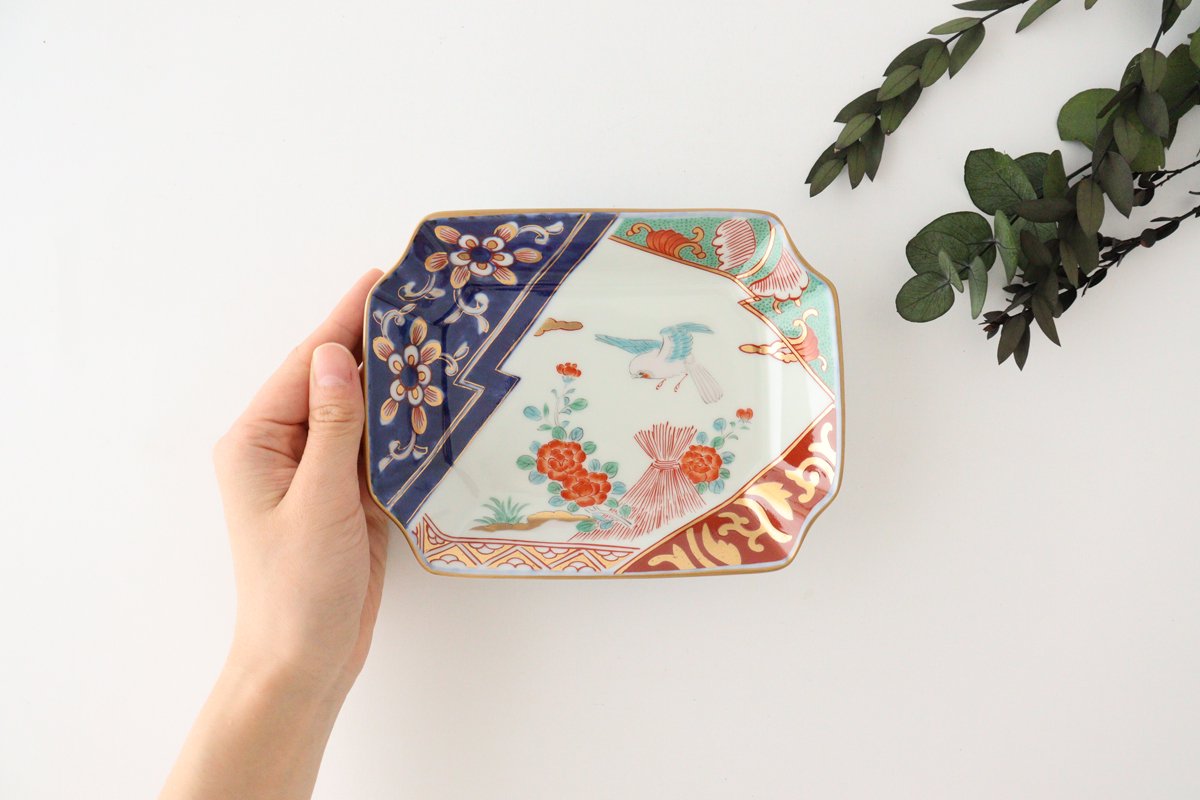 Rinkuro Kiln Octagonal Plate Peony | Sushi Plate Hasami Ware-Detail2