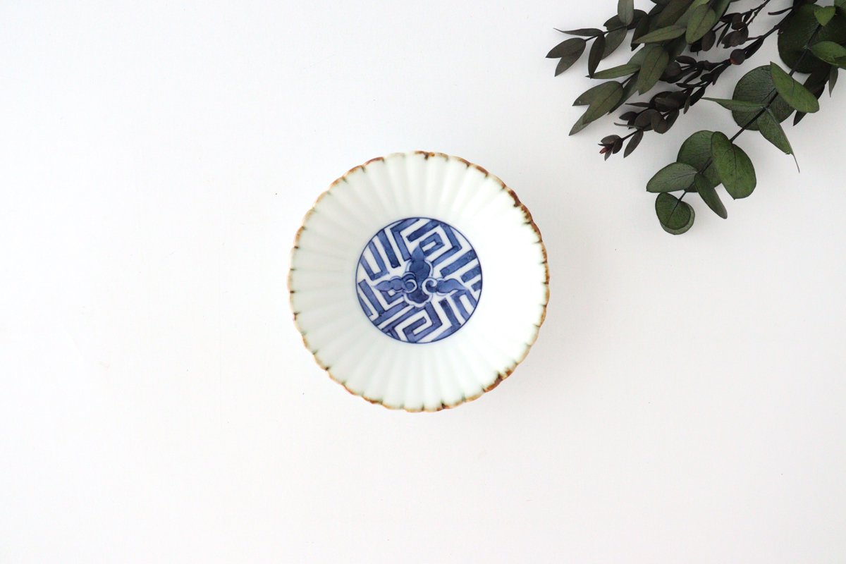 Rinkurou Kiln Chrysanthemum-shaped Small Plate Cloud Pattern | Hasami Ware