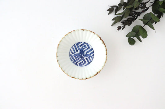 Rinkurou Kiln Chrysanthemum-shaped Small Plate Cloud Pattern | Hasami Ware-TOP