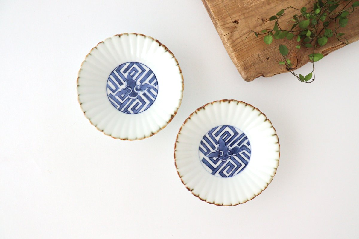 Rinkurou Kiln Chrysanthemum-shaped Small Plate Cloud Pattern | Hasami Ware