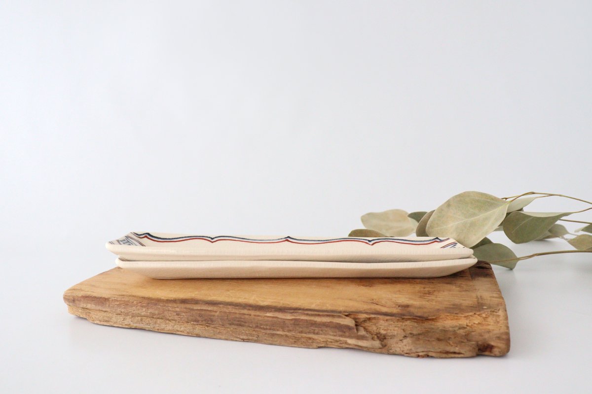 Long and narrow plate Fuku semi-porcelain Arita ware-Detail3