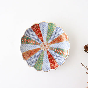 Rinkurou Kiln Chrysanthemum Shaped Plate Old Imari Pattern Red&Green 15cm/5.9in | Hasami Ware-TOP