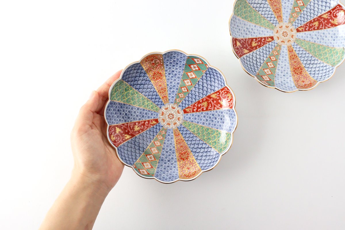 Rinkurou Kiln Chrysanthemum Shaped Plate Old Imari Pattern Red&Green 15cm/5.9in | Hasami Ware