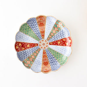 Rinkurou Kiln Chrysanthemum Shaped Plate Old Imari Pattern Red&Green 19.5cm/7.7in | Hasami Ware-TOP