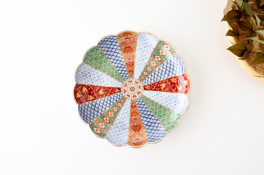 Rinkurou Kiln Chrysanthemum Shaped Plate Old Imari Pattern Red&Green 19.5cm/7.7in | Hasami Ware-TOP
