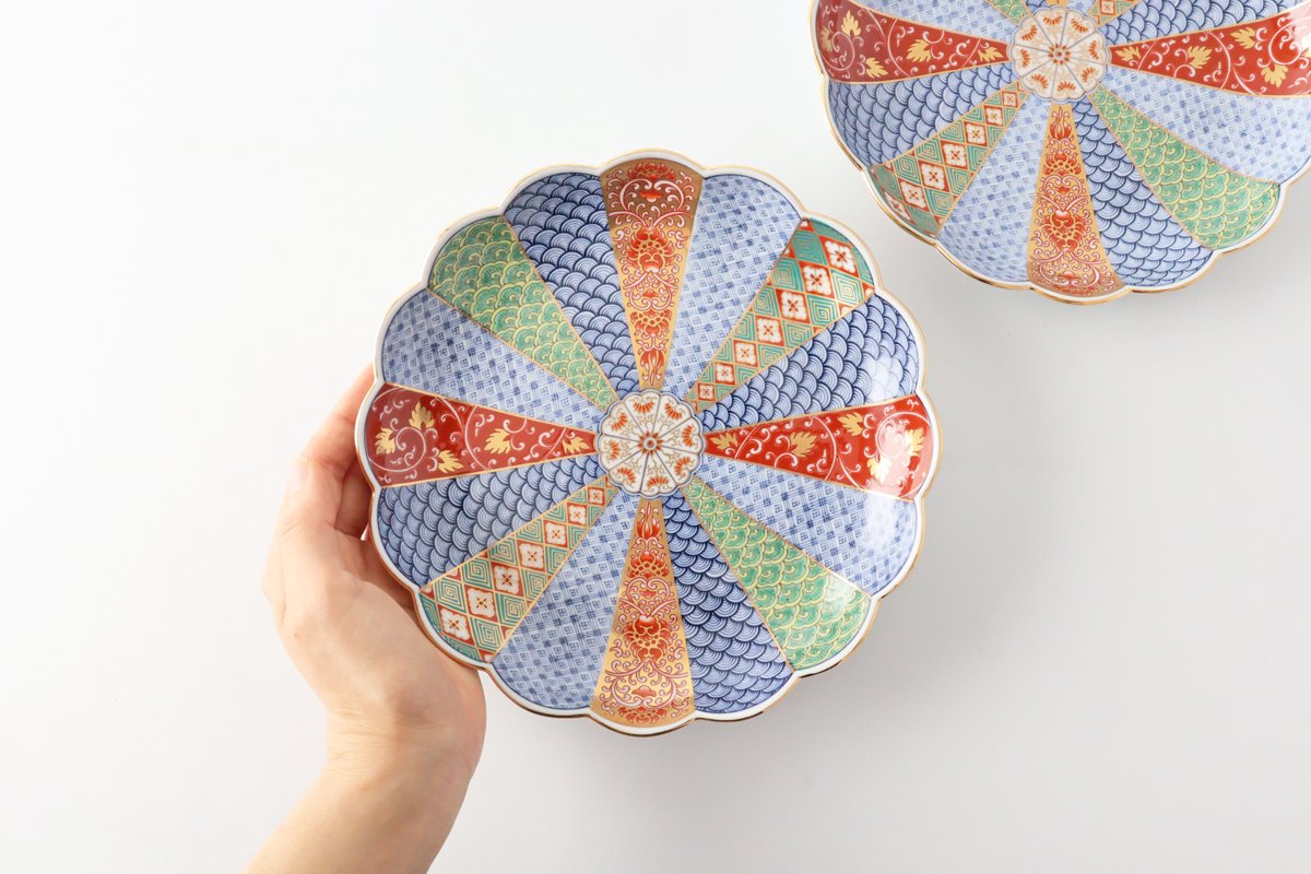Rinkurou Kiln Chrysanthemum Shaped Plate Old Imari Pattern Red&Green 19.5cm/7.7in | Hasami Ware