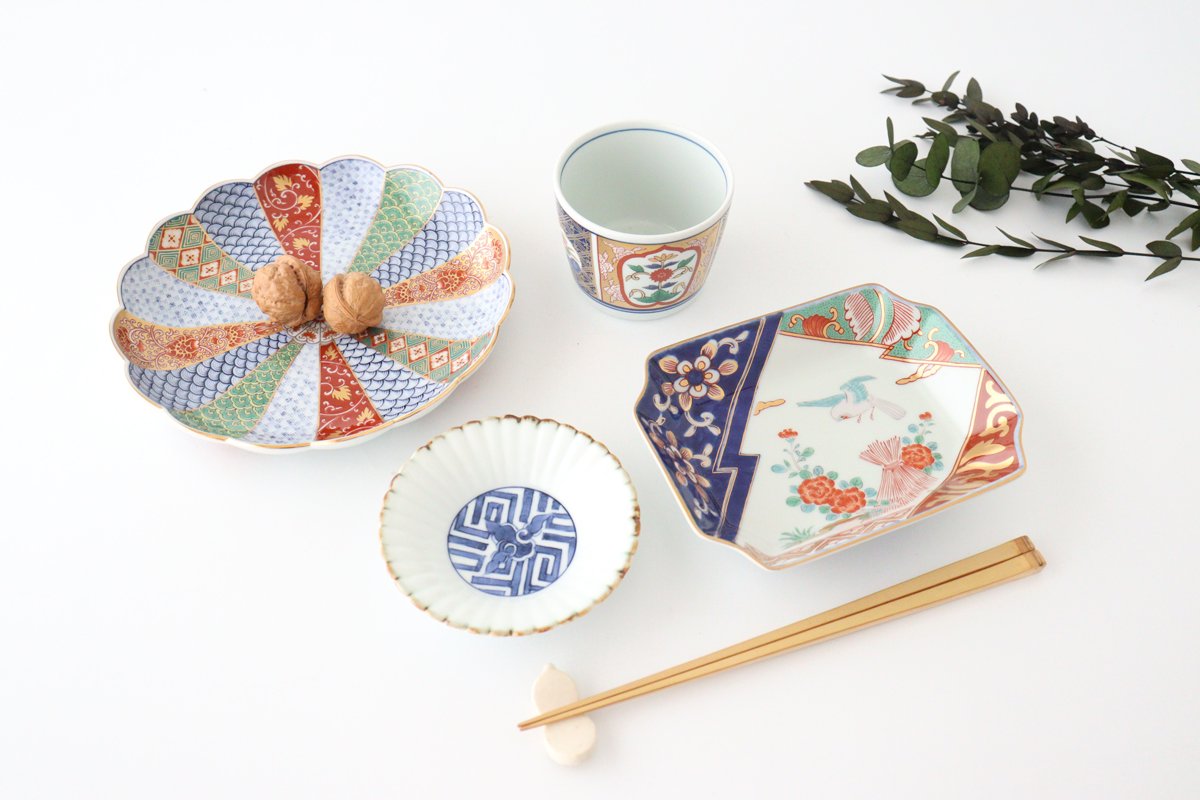 Rinkurou Kiln Chrysanthemum Shaped Plate Old Imari Pattern Red&Green 19.5cm/7.7in | Hasami Ware-Detail8