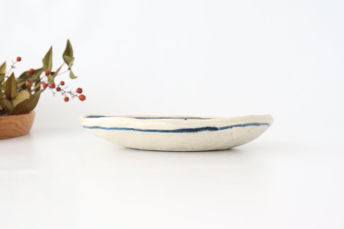 Oval Plate Blue Flower Annan | Mino Ware