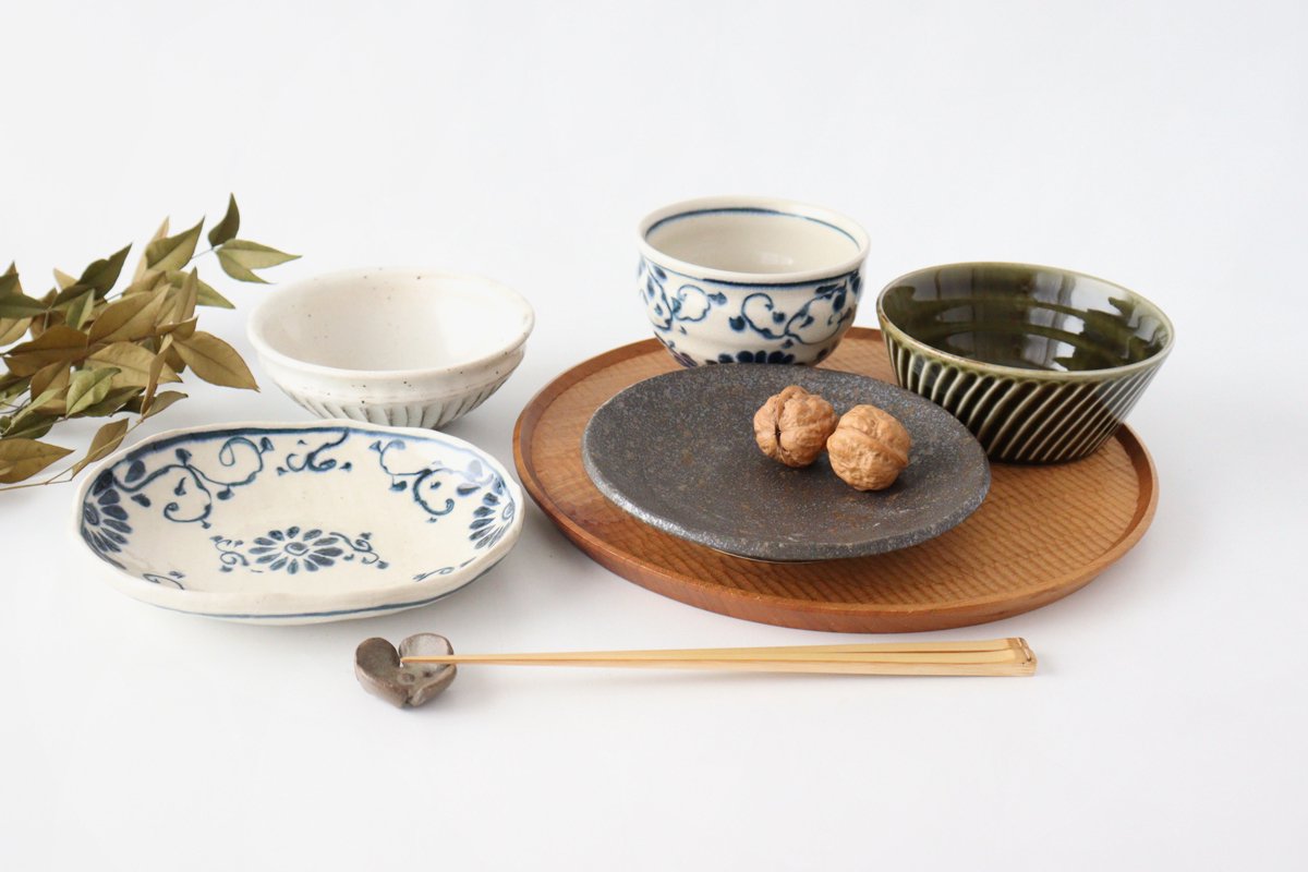 Flat Bowl Blue Flower Annan | Serving Bowl Mino Ware