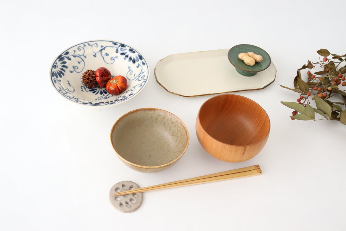 Flat Bowl Blue Flower Annan | Serving Bowl Mino Ware