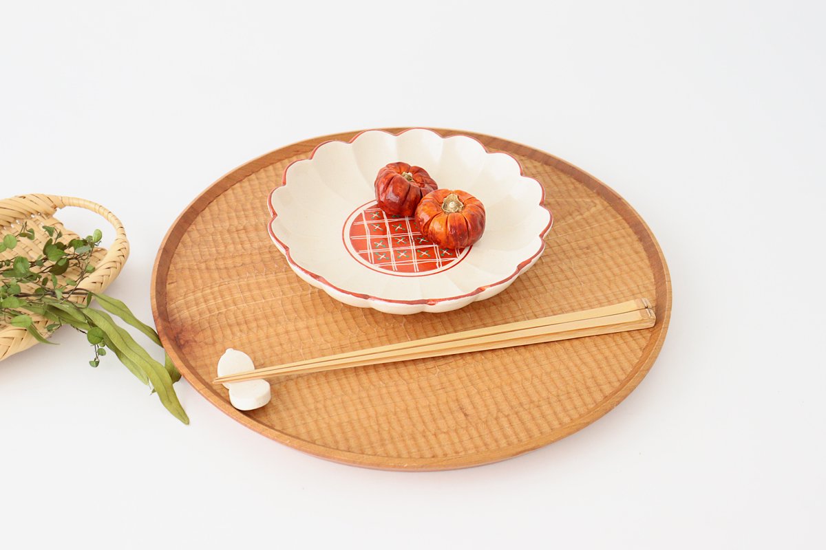 Chrysanthemum-shaped Plate RED 15.5cm/6.1in| Mino Ware