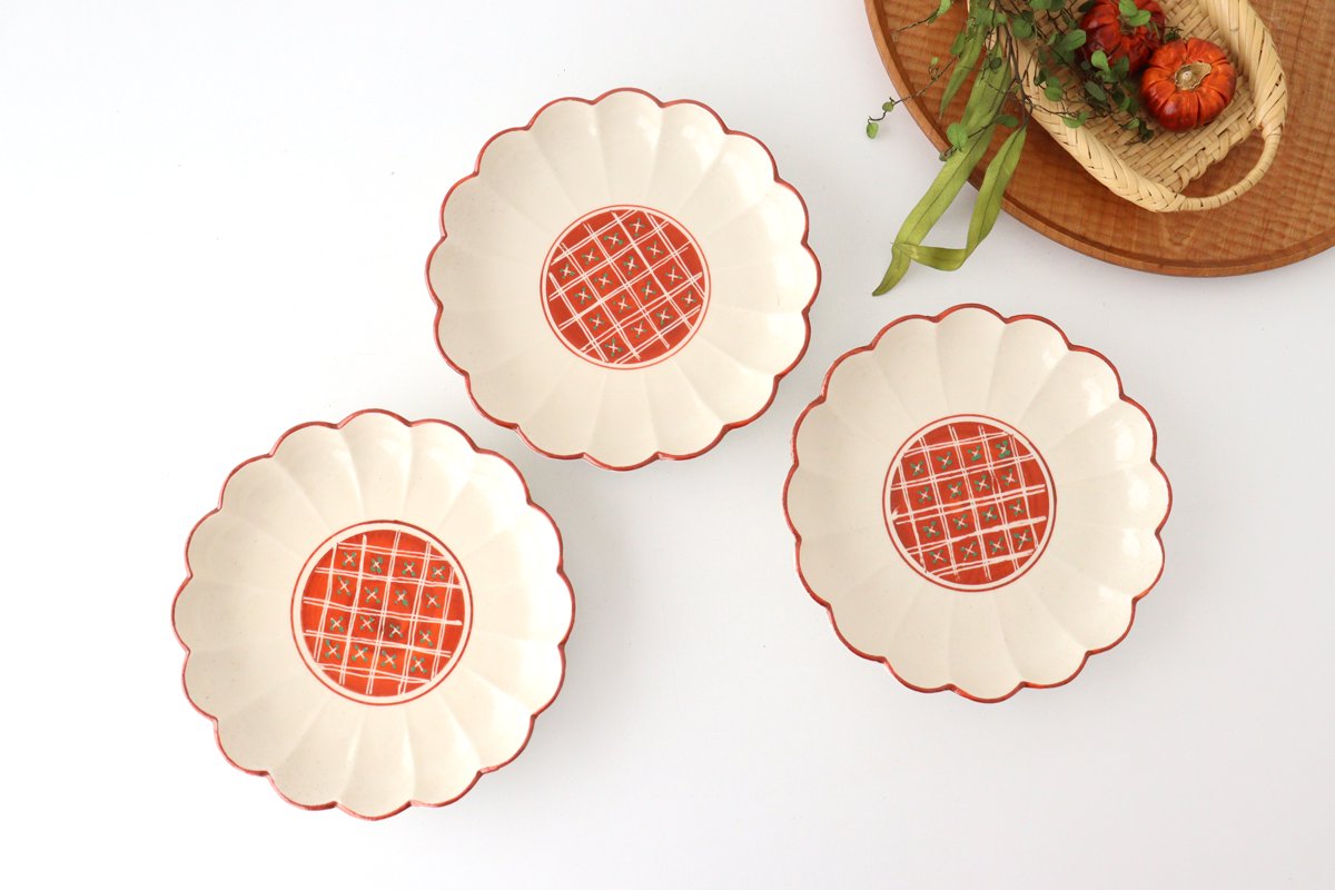 Chrysanthemum-shaped Plate RED 15.5cm/6.1in| Mino Ware
