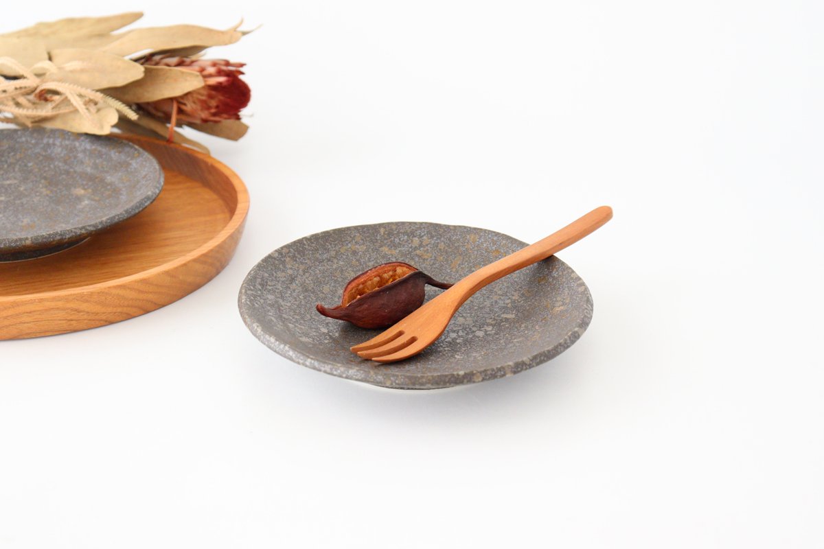 Spica Round Plate Brown 15cm/5.9in | Mino Ware