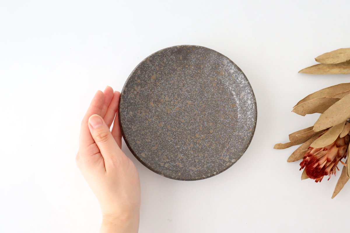 Spica Round Plate Brown 15cm/5.9in | Mino Ware
