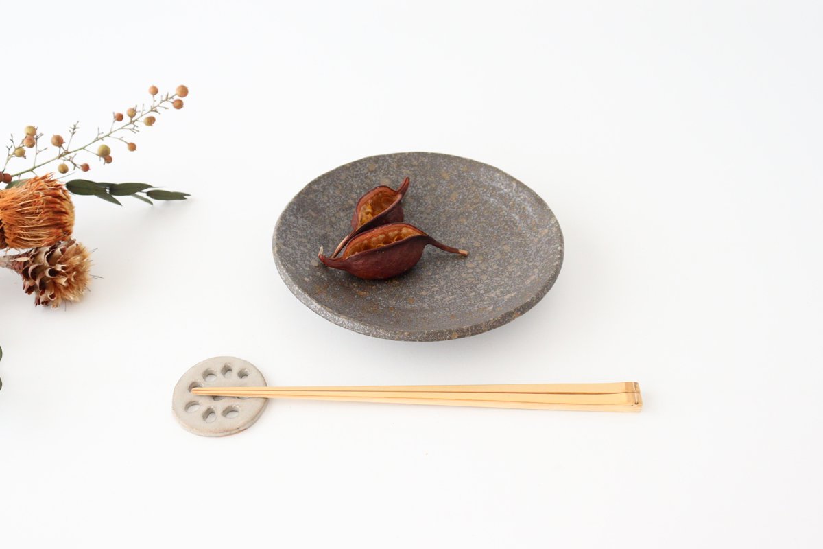 Spica Round Plate Brown 15cm/5.9in | Mino Ware