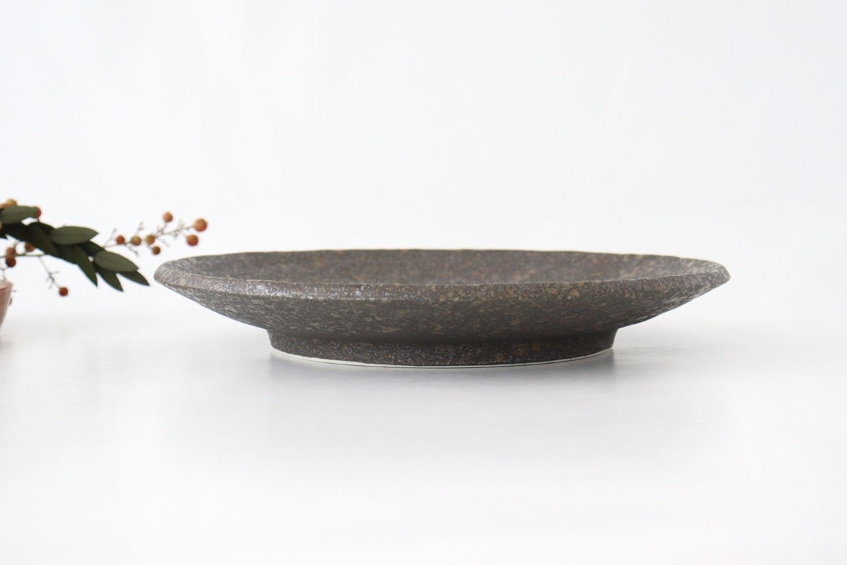 Spica Round Plate Brown 24cm/9.4in | Mino Ware