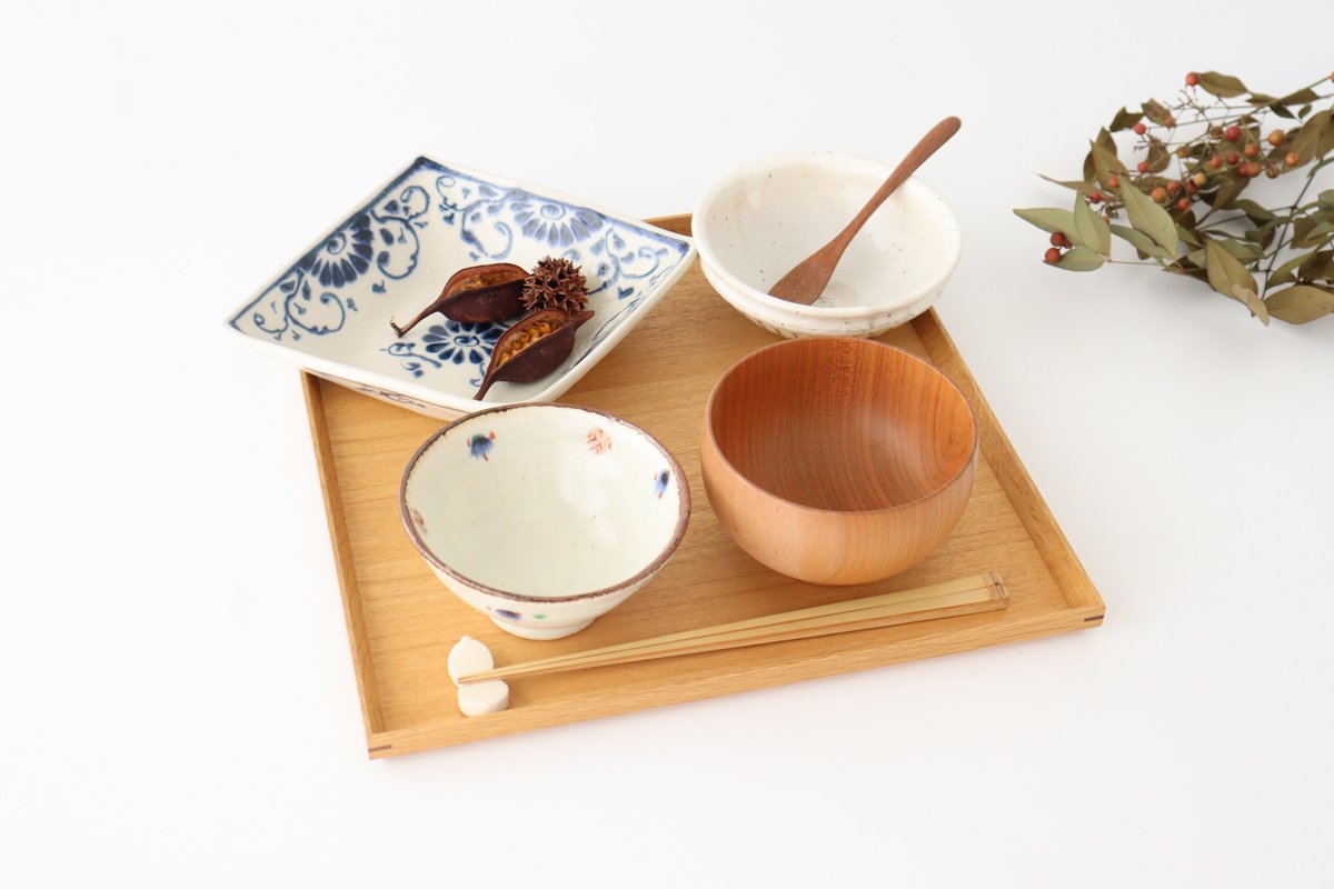 Diamond-shaped Bowl Blue Flower Annan | Serving Bowl Mino Ware