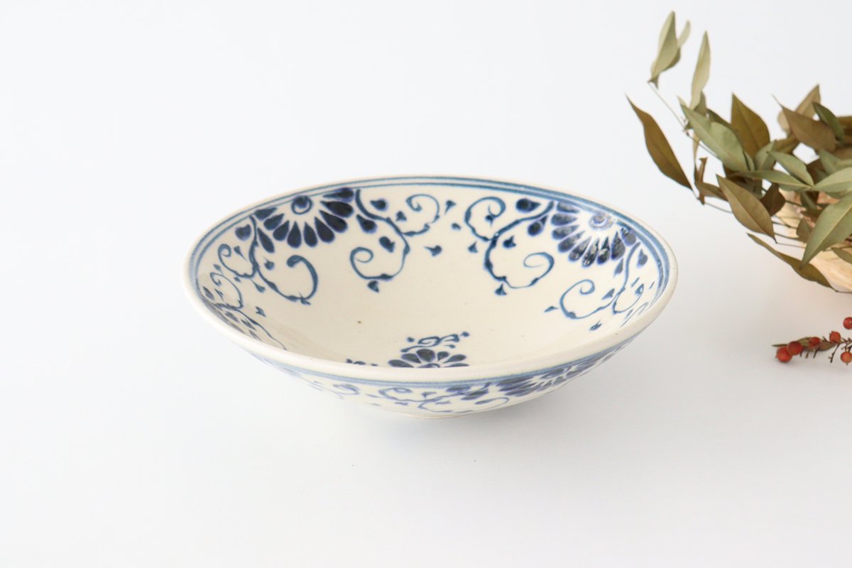 Serving Bowl Blue Flower Annan | Mino Ware