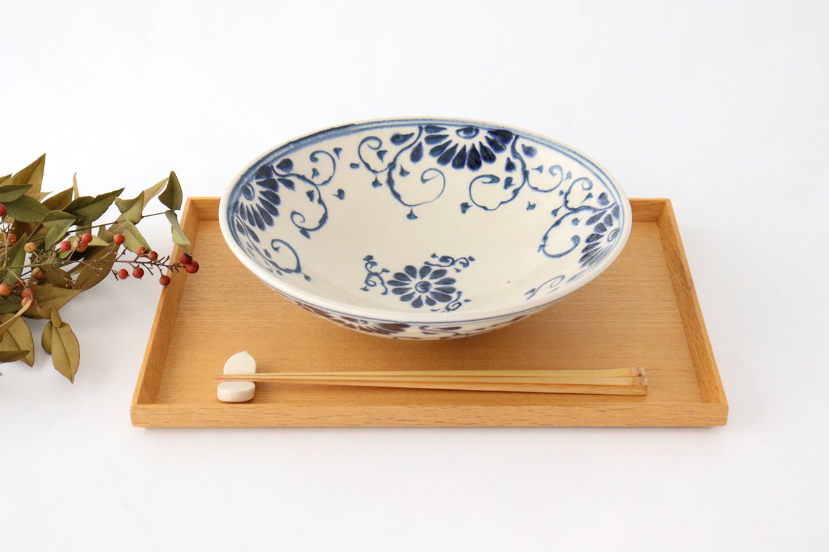 Serving Bowl Blue Flower Annan | Mino Ware