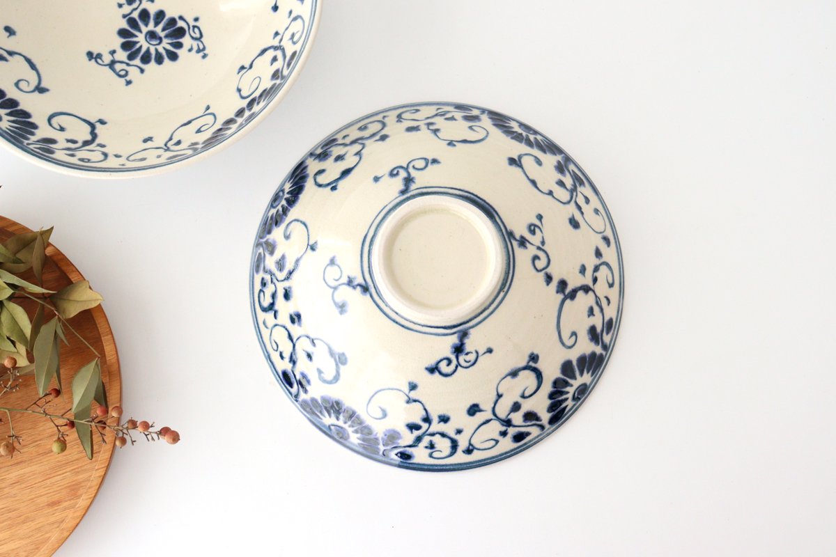 Serving Bowl Blue Flower Annan | Mino Ware