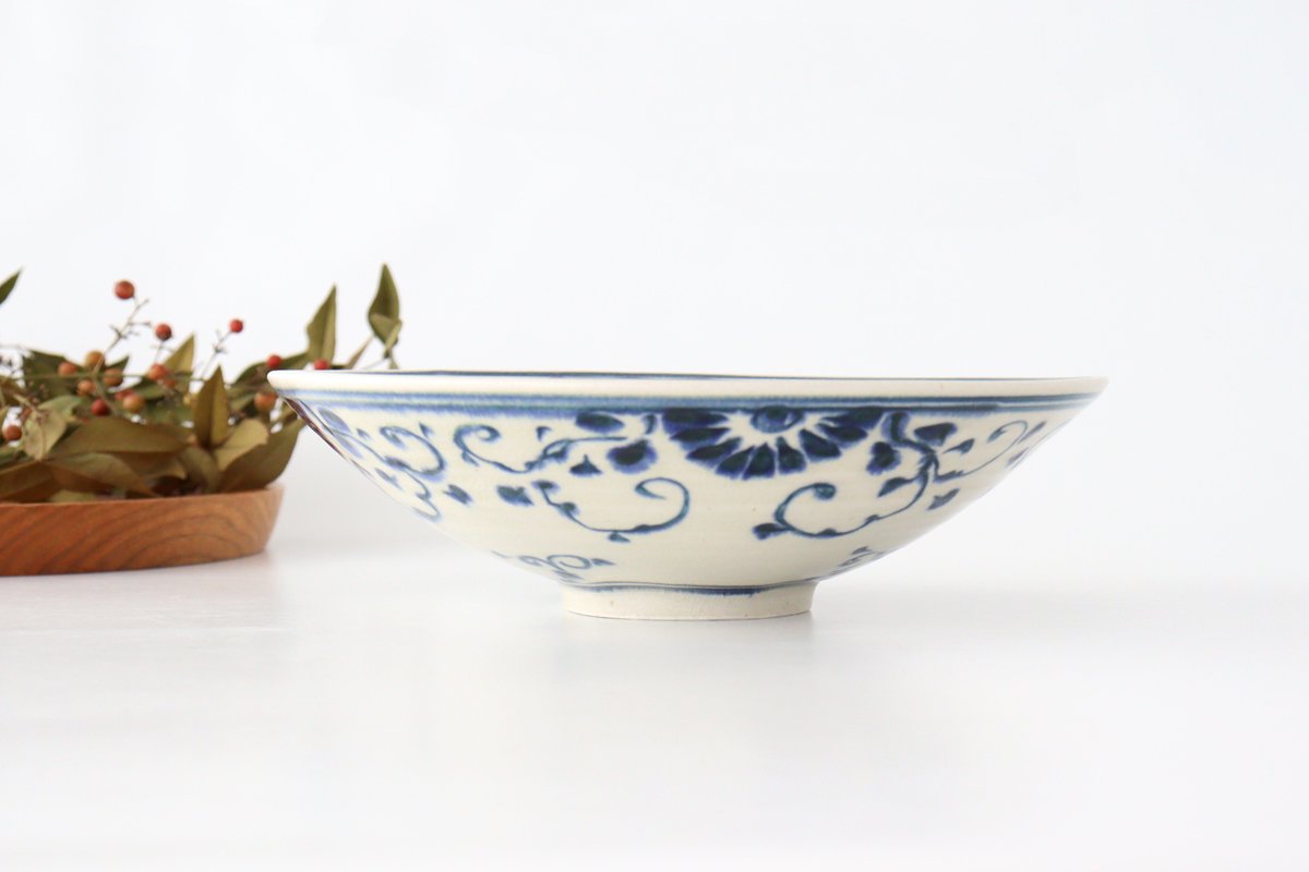 Serving Bowl Blue Flower Annan | Mino Ware