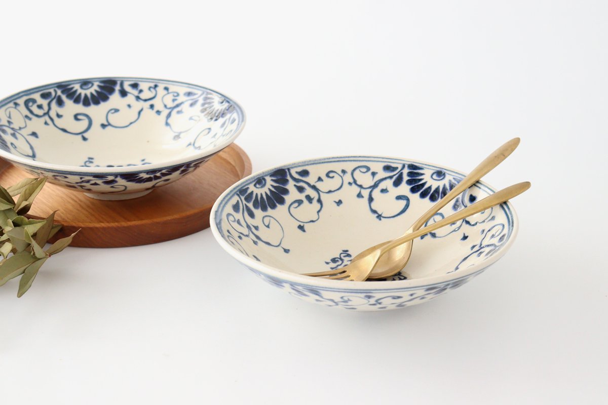 Serving Bowl Blue Flower Annan | Mino Ware