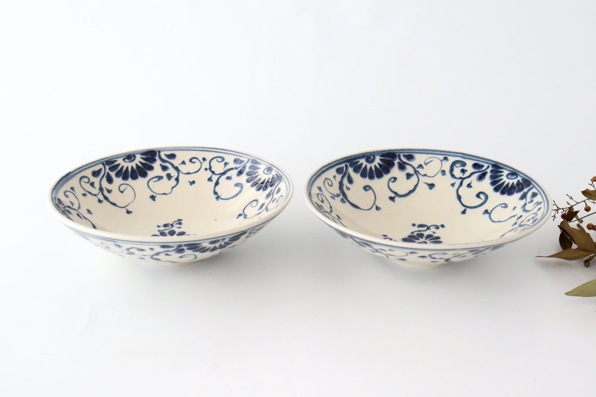 Serving Bowl Blue Flower Annan | Mino Ware