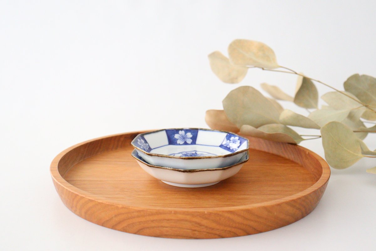 Rinkurou Kiln Decagonal Small Plate Plum and Sakura Pattern | Hasami Ware