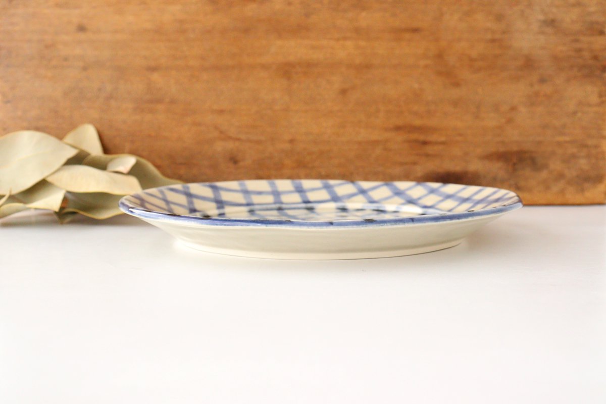 Round Plate Blue Check Pattern | Arita Ware