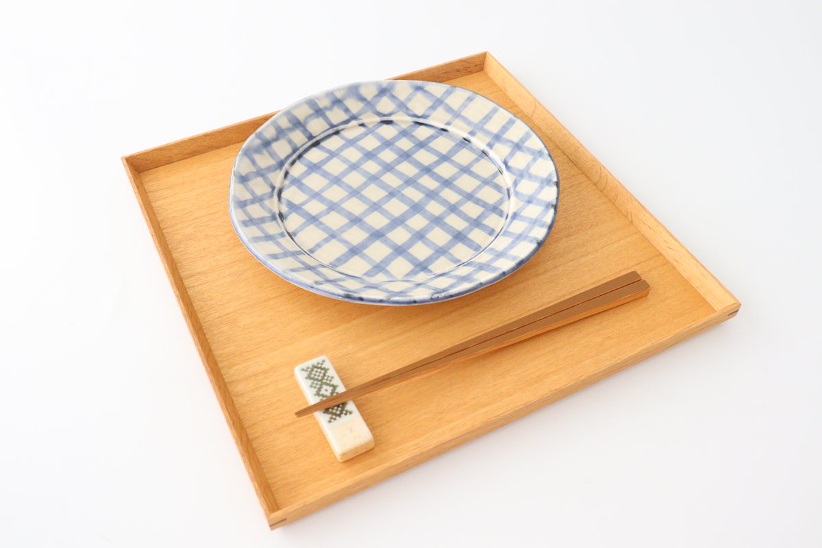 Round Plate Blue Check Pattern | Arita Ware