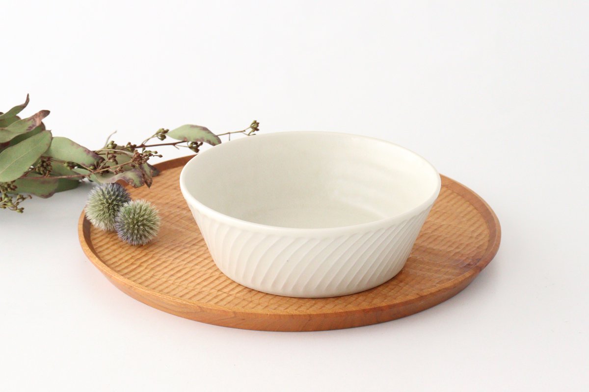 Laurel Bowl White L l Serving Bowl Mino Ware