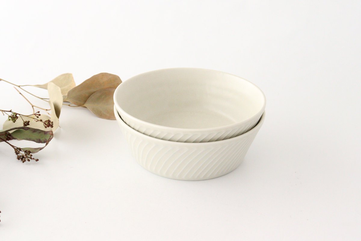 Laurel Bowl White L l Serving Bowl Mino Ware