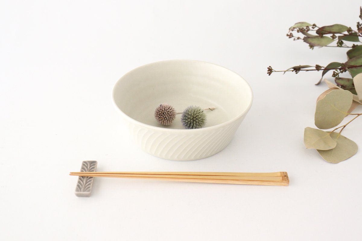 Laurel Bowl White L l Serving Bowl Mino Ware