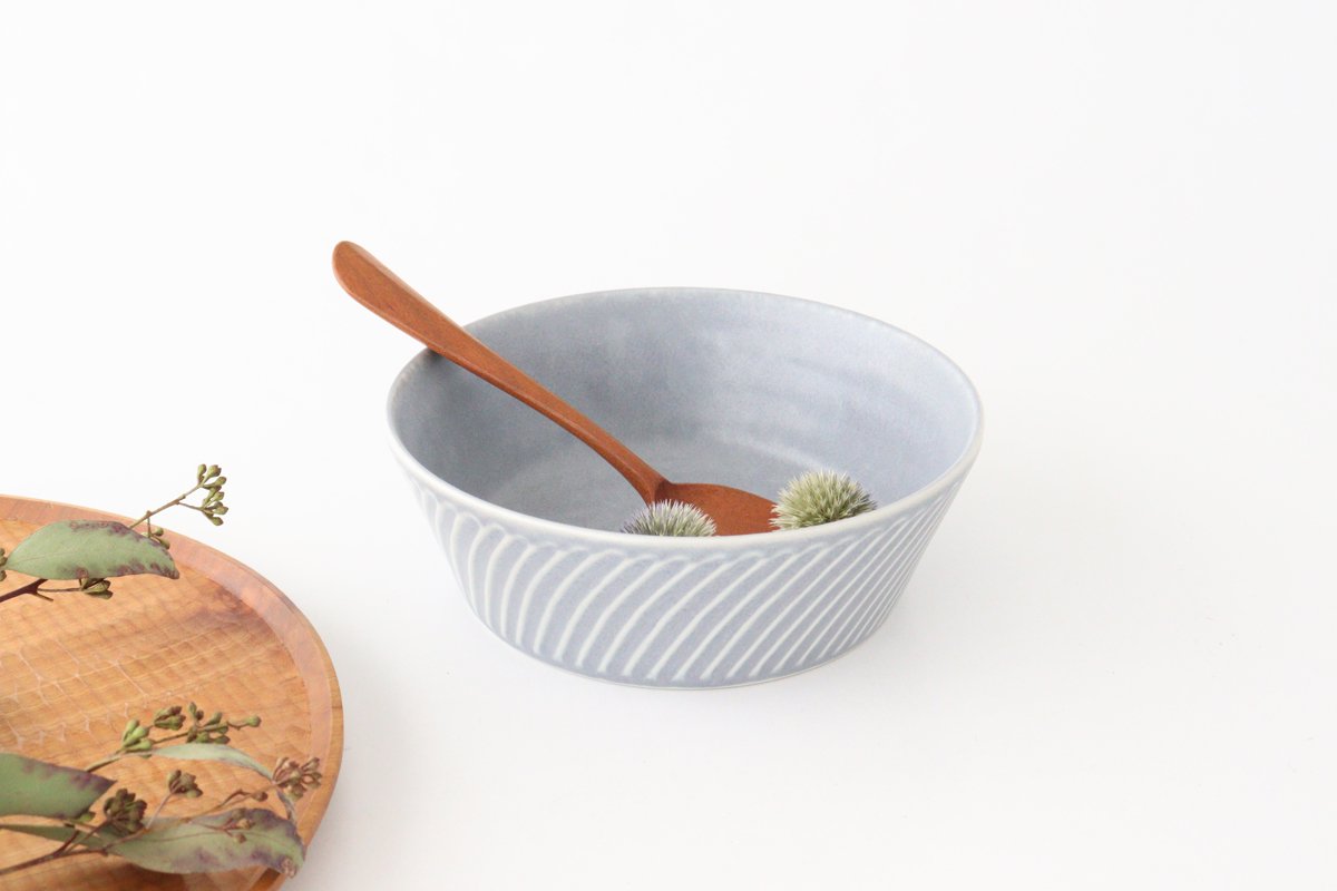 Laurel Bowl Blue L l Serving Bowl Mino Ware