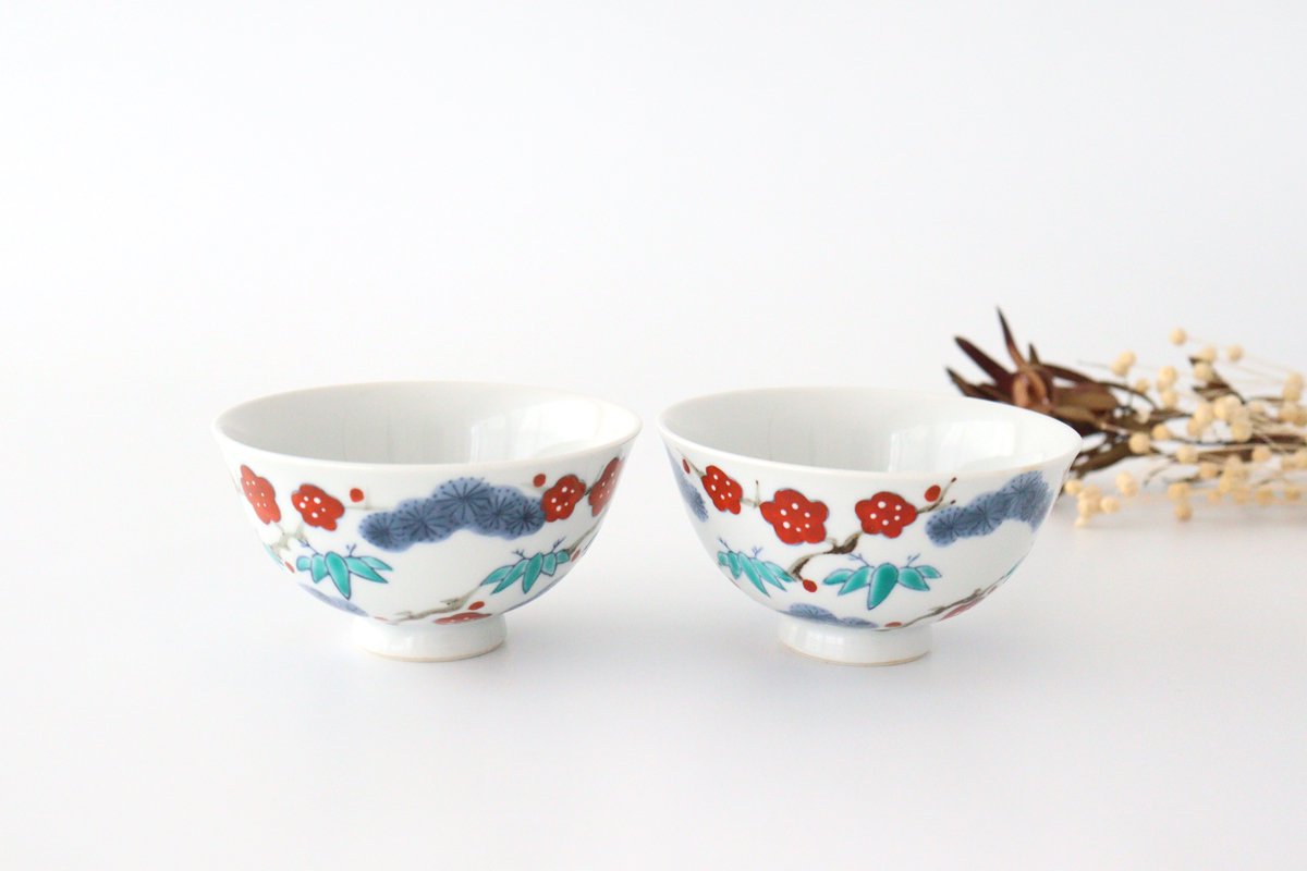 Rice Bowl Sho-chiku-bai Red | Imari Ware