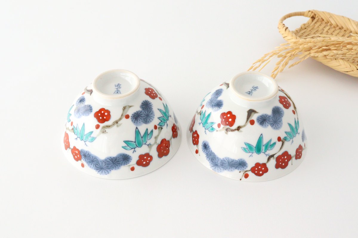 Rice Bowl Sho-chiku-bai Red | Imari Ware