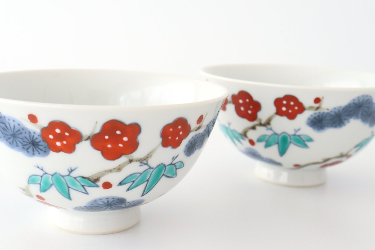 Rice Bowl Sho-chiku-bai Red | Imari Ware