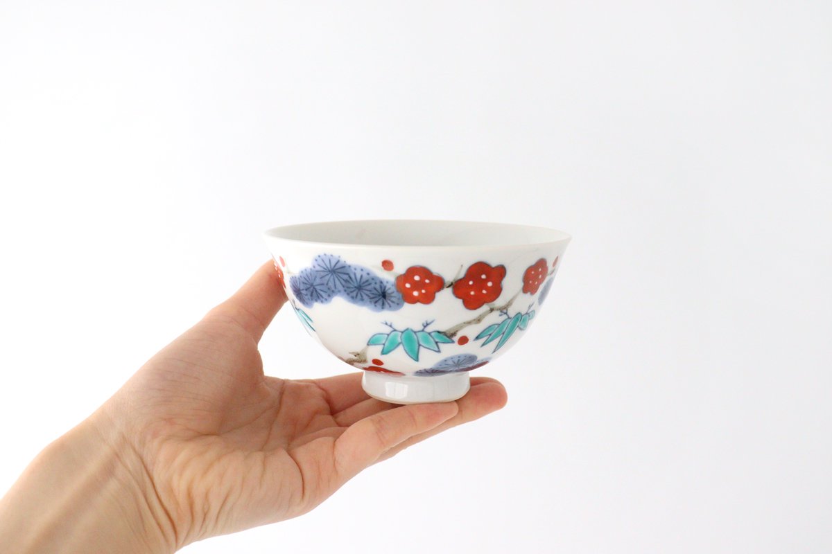 Rice Bowl Sho-chiku-bai Red | Imari Ware