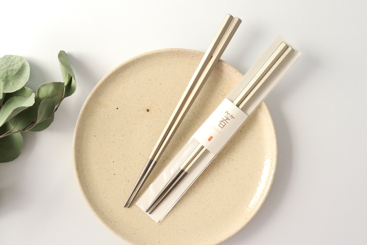 KORINDO Pentagonal Chopsticks Wipe Lacquer Black Silver 23.5cm /9.25in