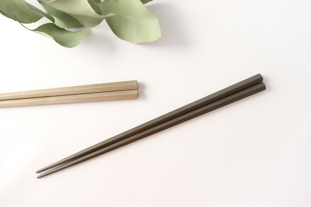 KORINDO Pentagonal Chopsticks Wipe Lacquer Black Silver 23.5cm /9.25in