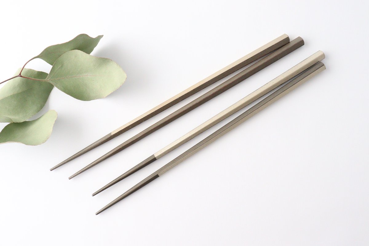 KORINDO Pentagonal Chopsticks Wipe Lacquer Black Silver 23.5cm /9.25in