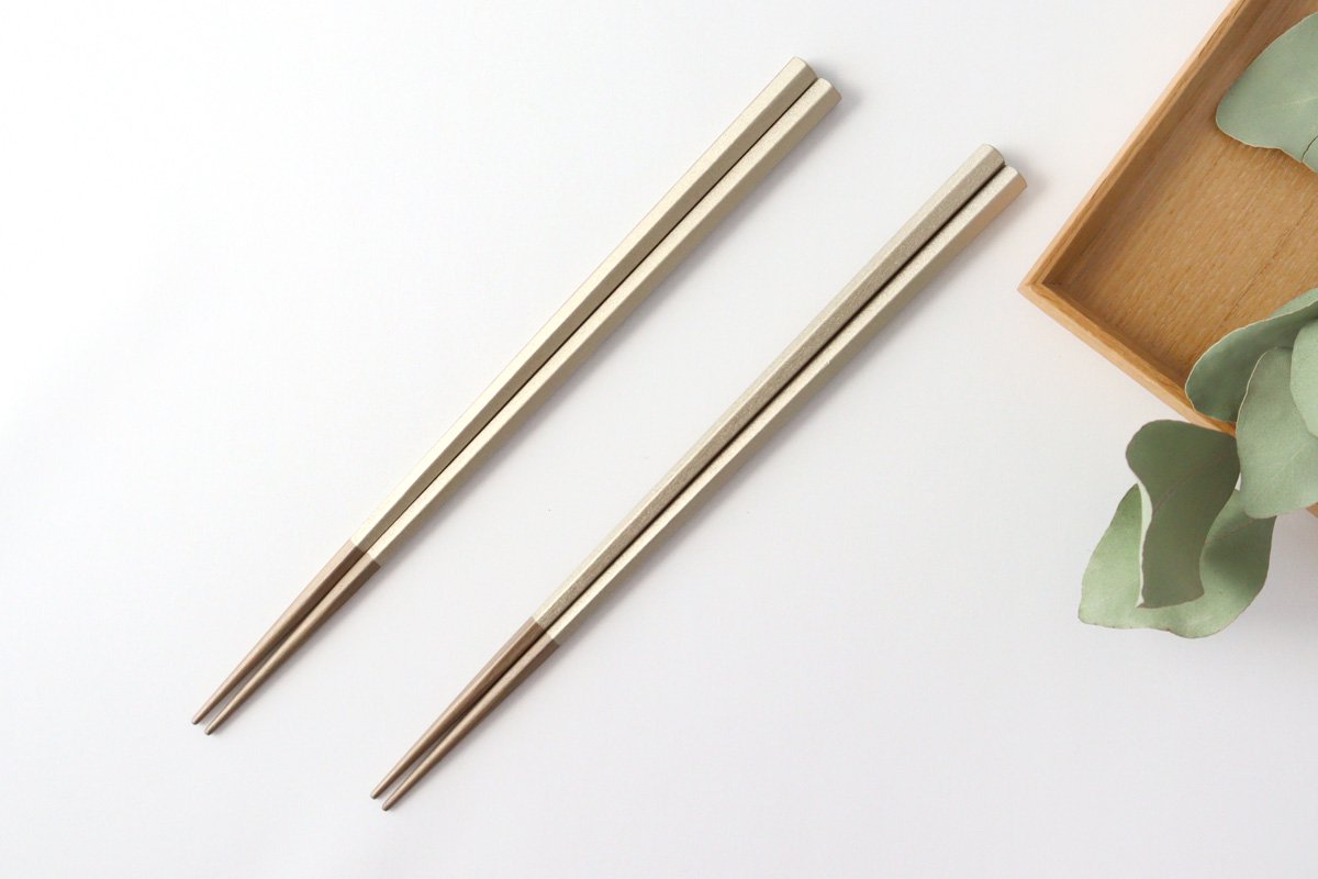 KORINDO Pentagonal Chopsticks Wipe Lacquer White Silver 23.5cm /9.25in