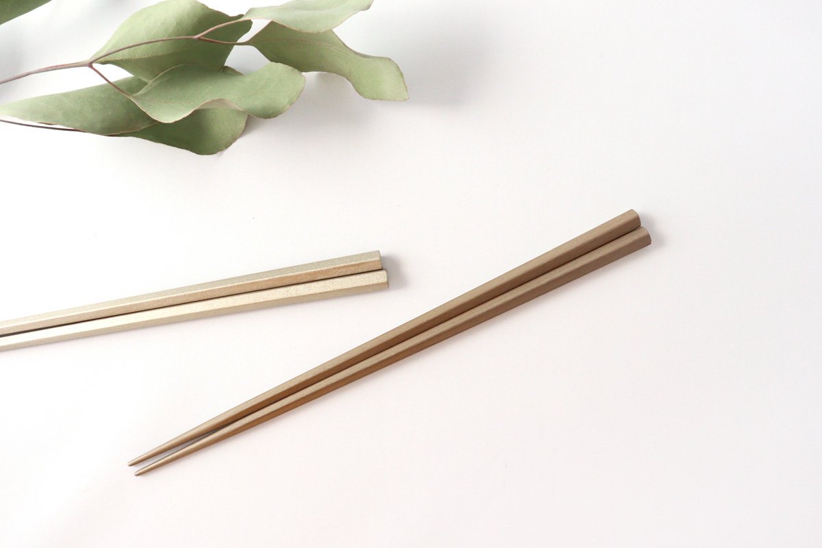 KORINDO Pentagonal Chopsticks Wipe Lacquer White Silver 23.5cm /9.25in