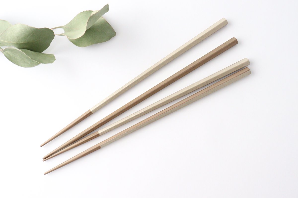 KORINDO Pentagonal Chopsticks Wipe Lacquer White Silver 23.5cm /9.25in