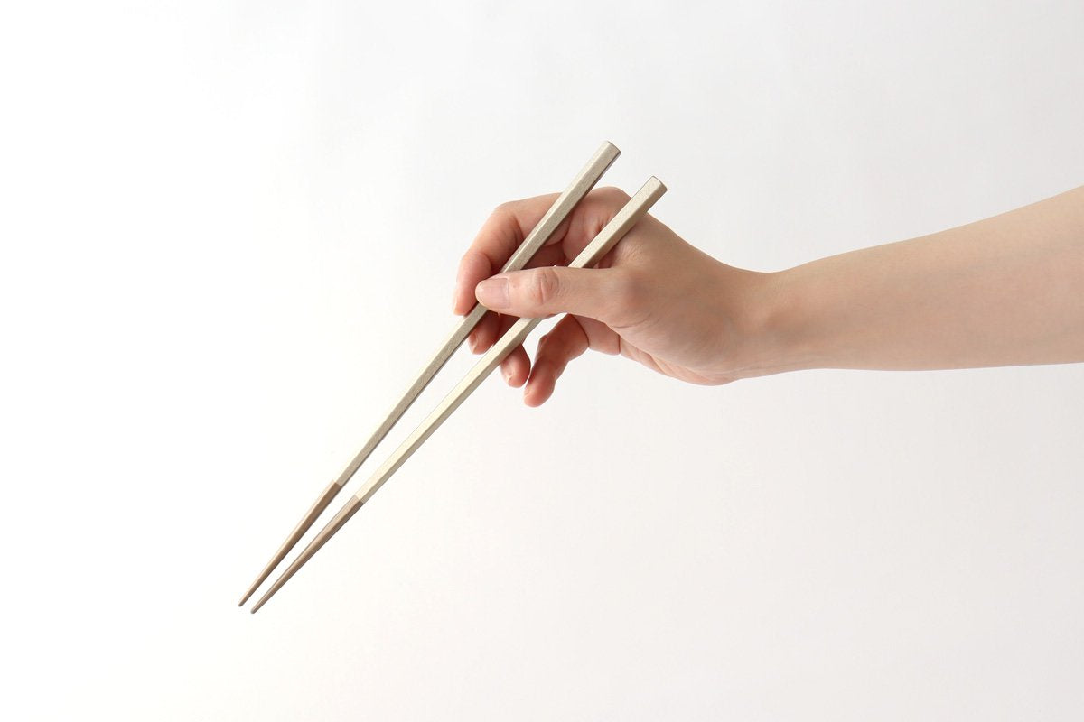 KORINDO Pentagonal Chopsticks Wipe Lacquer White Silver 23.5cm /9.25in