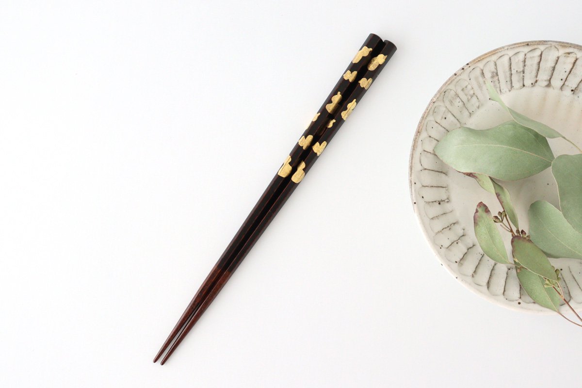 KORINDO Echizen Chopsticks Hexagonal Gold Leaf Rokugon Tame 23.0cm /9.05in