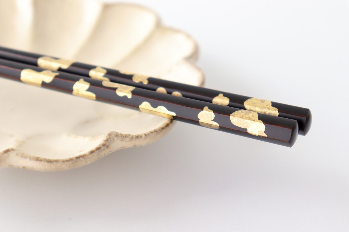 KORINDO Echizen Chopsticks Hexagonal Gold Leaf Rokugon Tame 23.0cm /9.05in