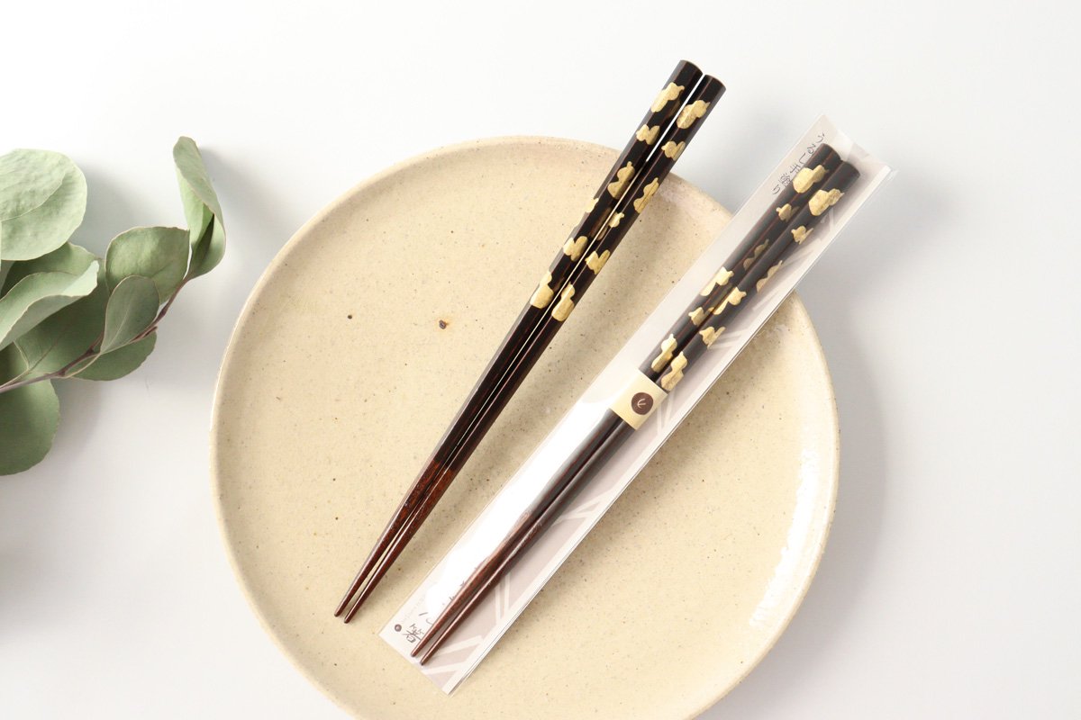 KORINDO Echizen Chopsticks Hexagonal Gold Leaf Rokugon Tame 23.0cm /9.05in