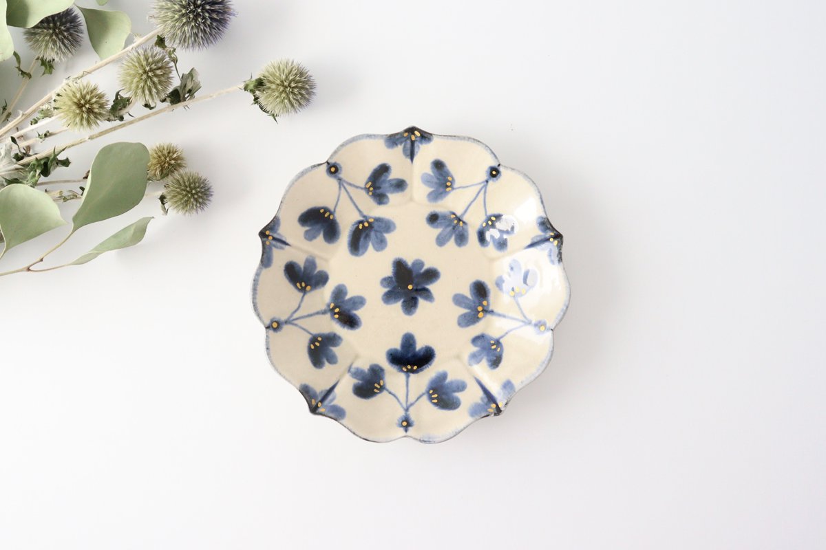 Bellflowershaped Plate Blue Flower Semi-Porcelain 15cm/5.9in | Arita Ware-Detail13