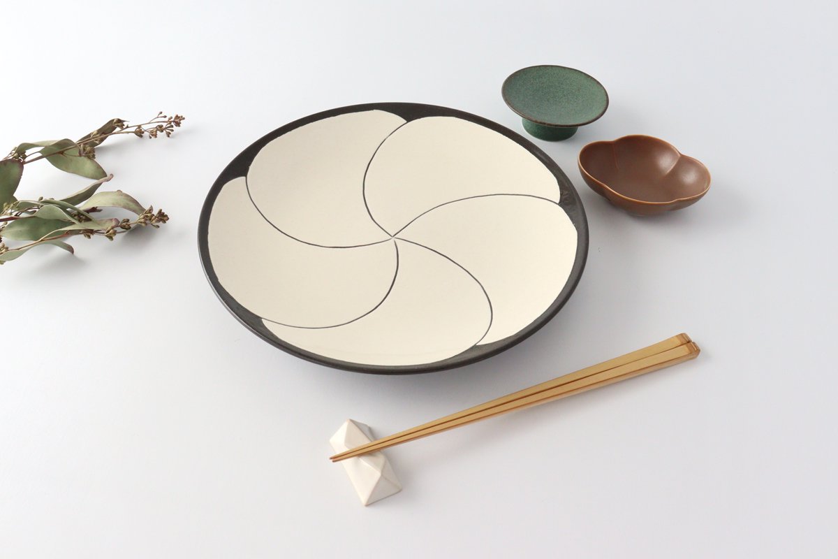 24cm/9.4in Plate Ceramic NEZIRI Plum Hasami Ware